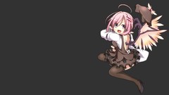 Wings gray background dress hats pink hair smiling anime girls 