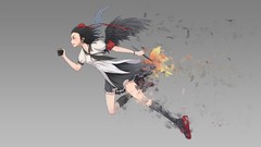 Wings gray background feathers hats red eyes Cameras fans 