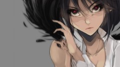 Wings gray background feathers lips red eyes faces shirts anime 