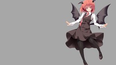 Wings gray background tie red eyes schoolgirls skirts blush 