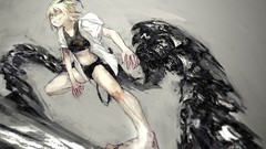 Wings grin Vampires action blondes barefoot touhou flandre 