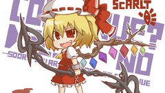 Wings hats Chibi red eyes blondes anime girls touhou flandre 