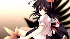 Wings hats fans skirts school uniforms touhou black hair 