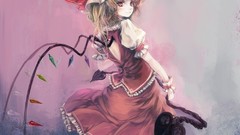 Wings hats red eyes blondes touhou flandre scarlet side 