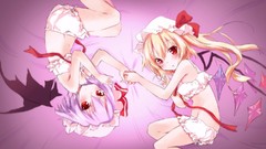 Wings hats red eyes Ribbons blondes remilia scarlet touhou 