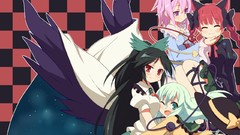 Wings hats red eyes Ribbons pink hair long hair green eyes 