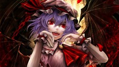 Wings hats Vampires red eyes chains short hair flower petals 