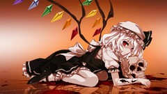 Wings hats white hair red eyes anime girls short hair touhou 