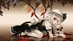 Wings hats white hair red eyes anime girls touhou flandre 