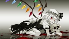 Wings hats white hair red eyes anime girls touhou flandre 