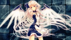 Wings headphones Anime dress white hair long hair anime girls 