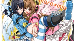 Wings headphones dress anime girls boots wink thigh highs