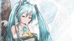 Wings headphones feathers anime girls hatsune miku vocaloid 