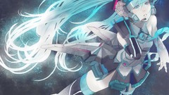 Wings headphones Robots tie flying white hair long hair anime 