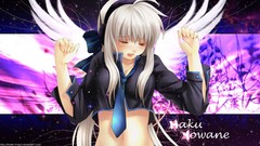 Wings headphones tears white hair Ribbons long hair anime girls 