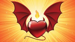 Wings Hearts devil valentines day tails illuminated digital art 