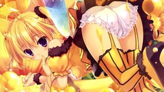 Wings honey blondes blush anime girls violet eyes purple eyes 