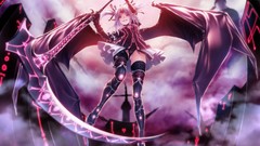 Wings horns anime girls scythe demons panties