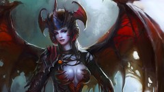 Wings horns armor Succubus artwork Demon Girl