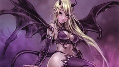 Wings horns blondes long hair Succubus artwork yamashita shunya 