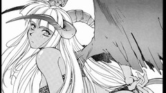 Wings horns monochrome graphics anime girls artwork