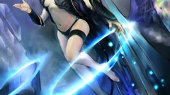 Wings Jewelry armor flying white hair barefoot anime girls 