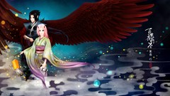 Wings kimono fan art uchiha sasuke haruno sakura naruto 