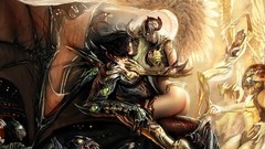 Wings Knights Warriors fantasy art Angelus The Darkness