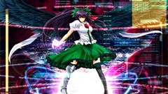 Wings long hair anime girls reiuji utsuho touhou video games 