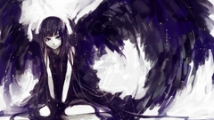 Wings long hair monochrome