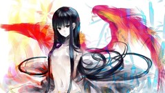 Wings long hair touhou black hair houraisan kaguya artwork 