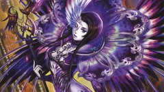 Wings masks long hair anime girls black hair artwork Midori Foo