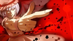 Wings point fingers red eyes smiling remilia scarlet touhou 