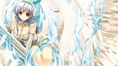 Wings red eyes angels anime girls