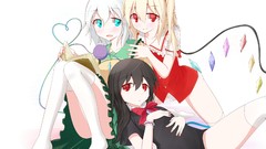 Wings red eyes anime girls reading black dress touhou black 