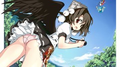 Wings red eyes anime girls touhou cirno shameimaru aya 
