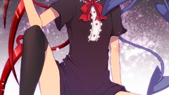 Wings red eyes anime girls touhou houjuu nue thigh highs