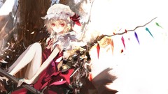 Wings red eyes blondes anime girls touhou flandre scarlet video 