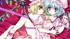 Wings red eyes blondes blue hair anime girls short hair remilia 