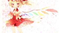 Wings red eyes blondes blush anime girls short hair touhou 