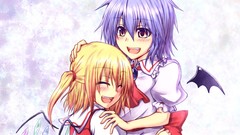 Wings red eyes blondes blush blue hair blue eyes short hair 