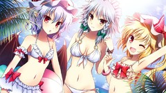 Wings red eyes blondes brown eyes braids remilia scarlet wink 