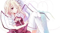 Wings red eyes blondes long hair anime girls touhou flandre 