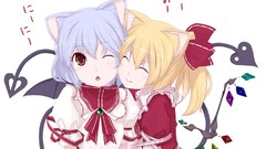 Wings red eyes blue hair anime girls remilia scarlet wink 