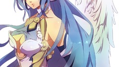 Wings red eyes blue hair long hair anime girls xenosaga KOS-MOS