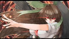 Wings red eyes bows long hair brunettes reiuji utsuho touhou 
