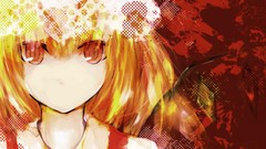 Wings red eyes faces blondes anime girls touhou flandre scarlet