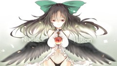 Wings red eyes long hair anime girls reiuji utsuho touhou black 