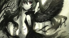 Wings red eyes long hair hatsune miku vocaloid twintails