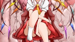 Wings red eyes sitting blondes long hair anime girls scythe 